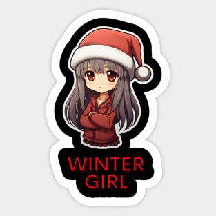 Winter Girl - Anime Girl Christmas Sticker